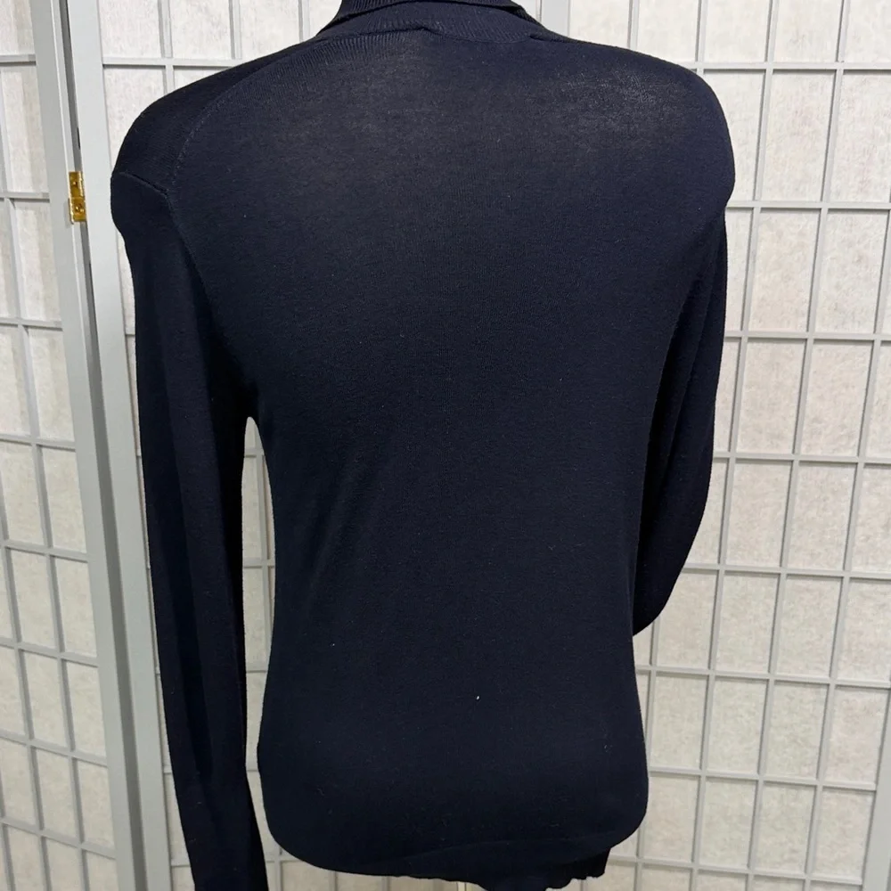 Zara Navy Turtleneck Sweater with Gold Button Accents, Size Large - Picture 4 of 8